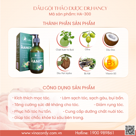Dầu gội thảo dược cao cấp ngăn gàu, ngứa, rụng tóc cấp Dr.Hancy 250ml HA-300