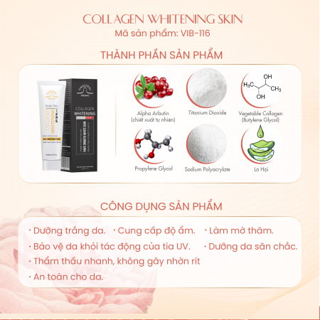 Kem Body Dưỡng Trắng Da - Giảm Nhăn Collagen Whitening Body Skin VIB-116