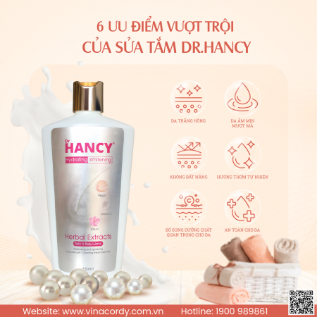 Sữa tắm trắng da, giữ ẩm tinh chất ngọc trai Dr.Hancy 250ml VIB -117