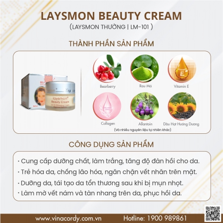 Kem dưỡng trắng da, mờ nám, tàn nhang Laysmon Beauty Cream  LM-101