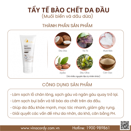 Tẩy Tế Bào Chết Da Đầu Muối - Dừa Scalp Exfoliation Sea Salt & Coconut | VIF-325
