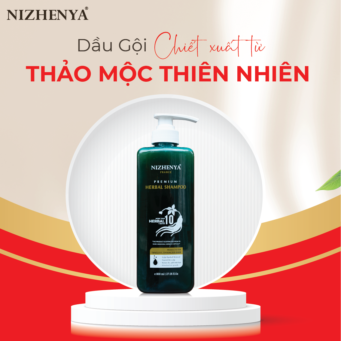 Dầu Gội Dược Liệu Cao Cấp Chiết Xuất Nhân Sâm Nizhenya France - 800ml - NF-105