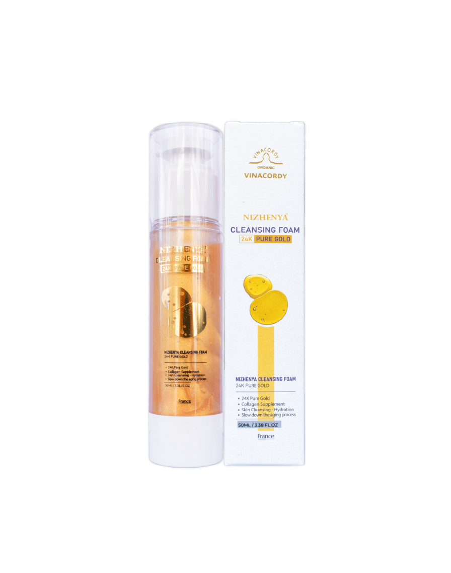 SỮA RỬA MẶT TINH CHẤT VÀNG 24k TẠO BỌT SẠCH SÂU NIZHENYA CLEANSING FOAM 24K PURE GOLD NF-102 - 50ml