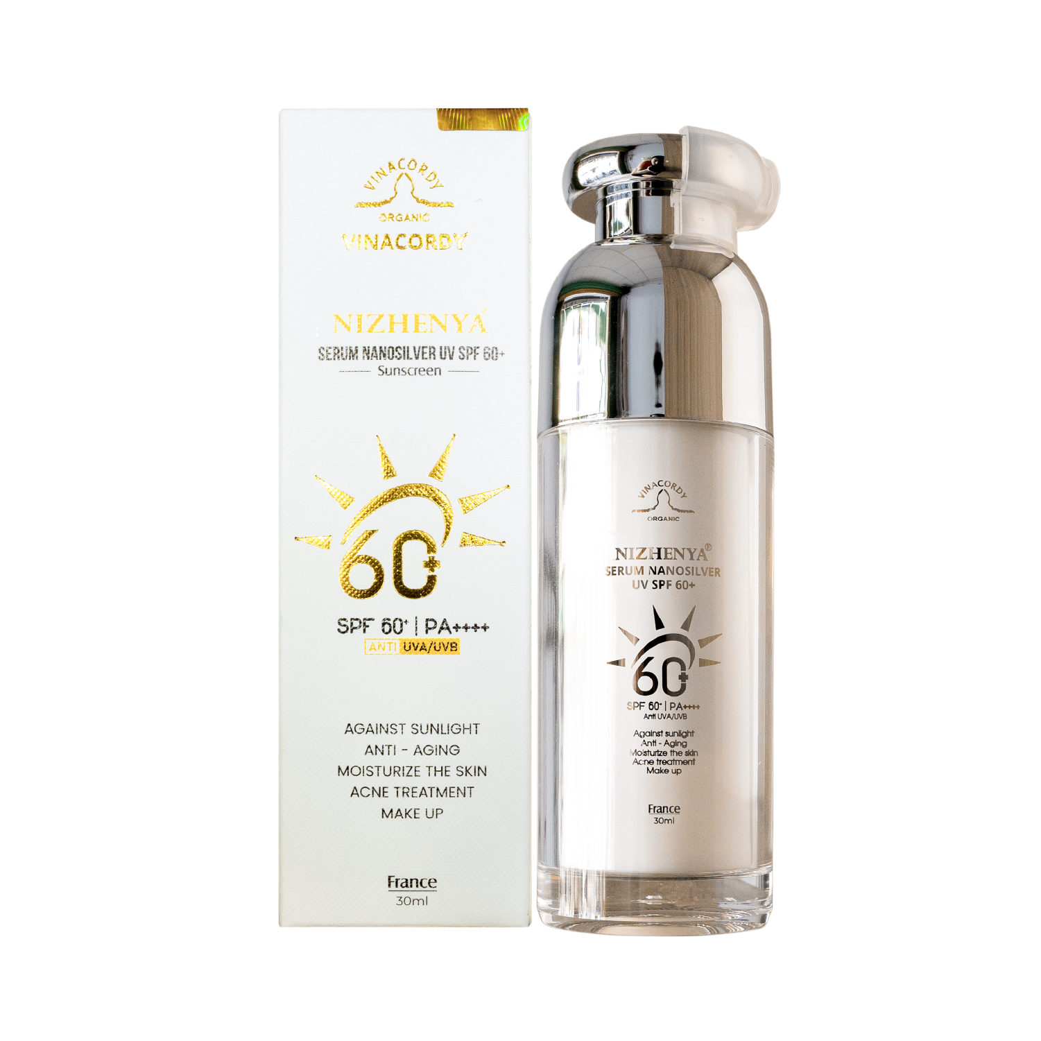 Serum Chống Nắng Nizhenya Nanosilver UV SPF 60+ - NF-100 – Siêu chống nắng – Thẩm thấu nhanh, lưu hương cả ngày