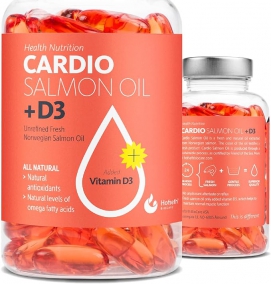 Dầu Cá Hồi Na Uy Cardio với EPA & DHA + Vitamin D3, Cardio Triple Strength Omega 3 Fish Oil + Vitamin D3-1000mg - Giúp Bổ sung axit béo Omega 3 cho Mắt, Não Bộ, Tim Mạch & Hệ Miễn Dịch - 90 Viên