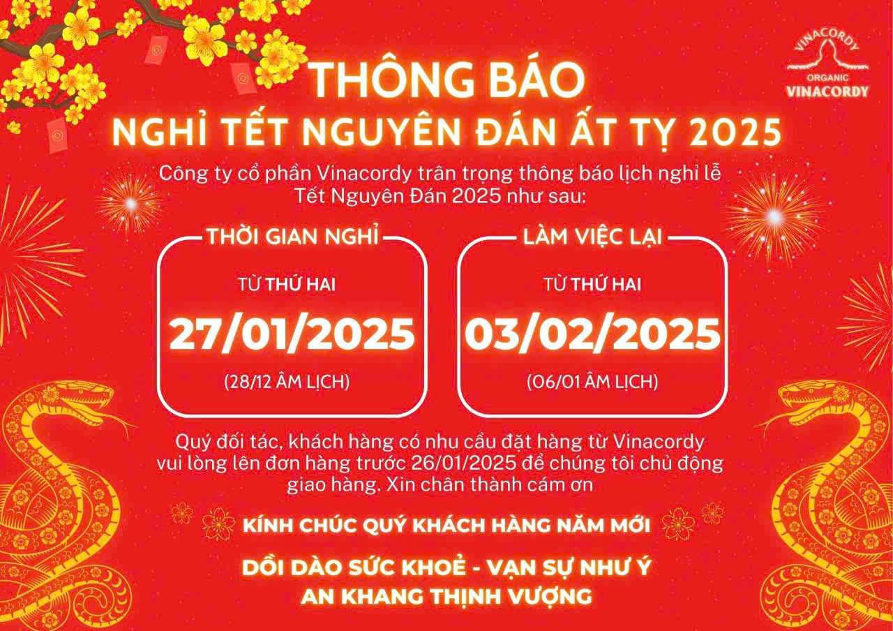 THÔNG BÁO NGHỈ TẾT NGUYÊN ĐÁN ẤT TỴ 2025